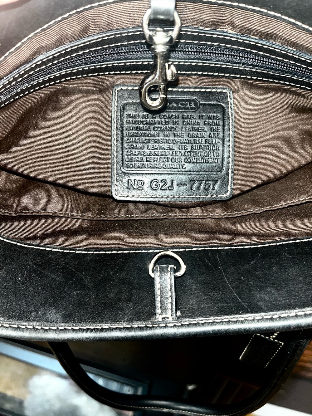 Coach Vintage Hampton Black Leather Tote Bag G2J-7757 - Picture 8 of 9
